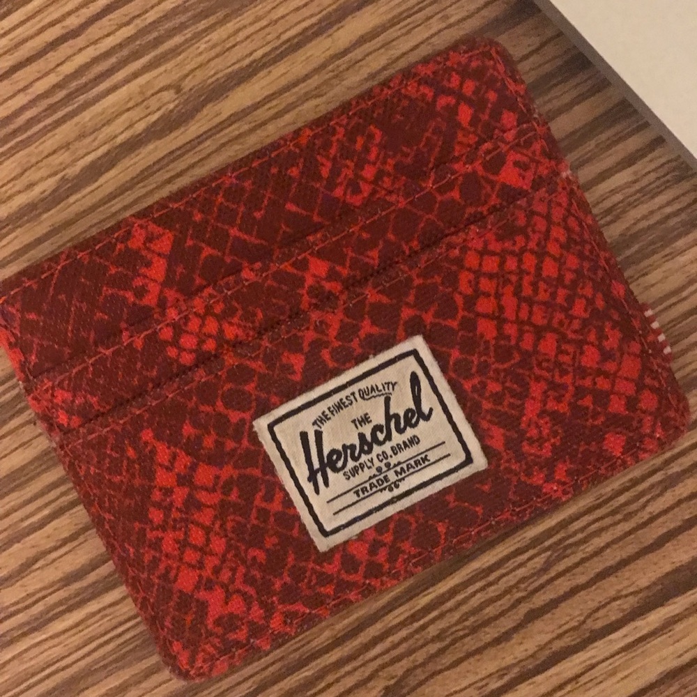 Herschel Red Snake Skin Pattern Card Wallet